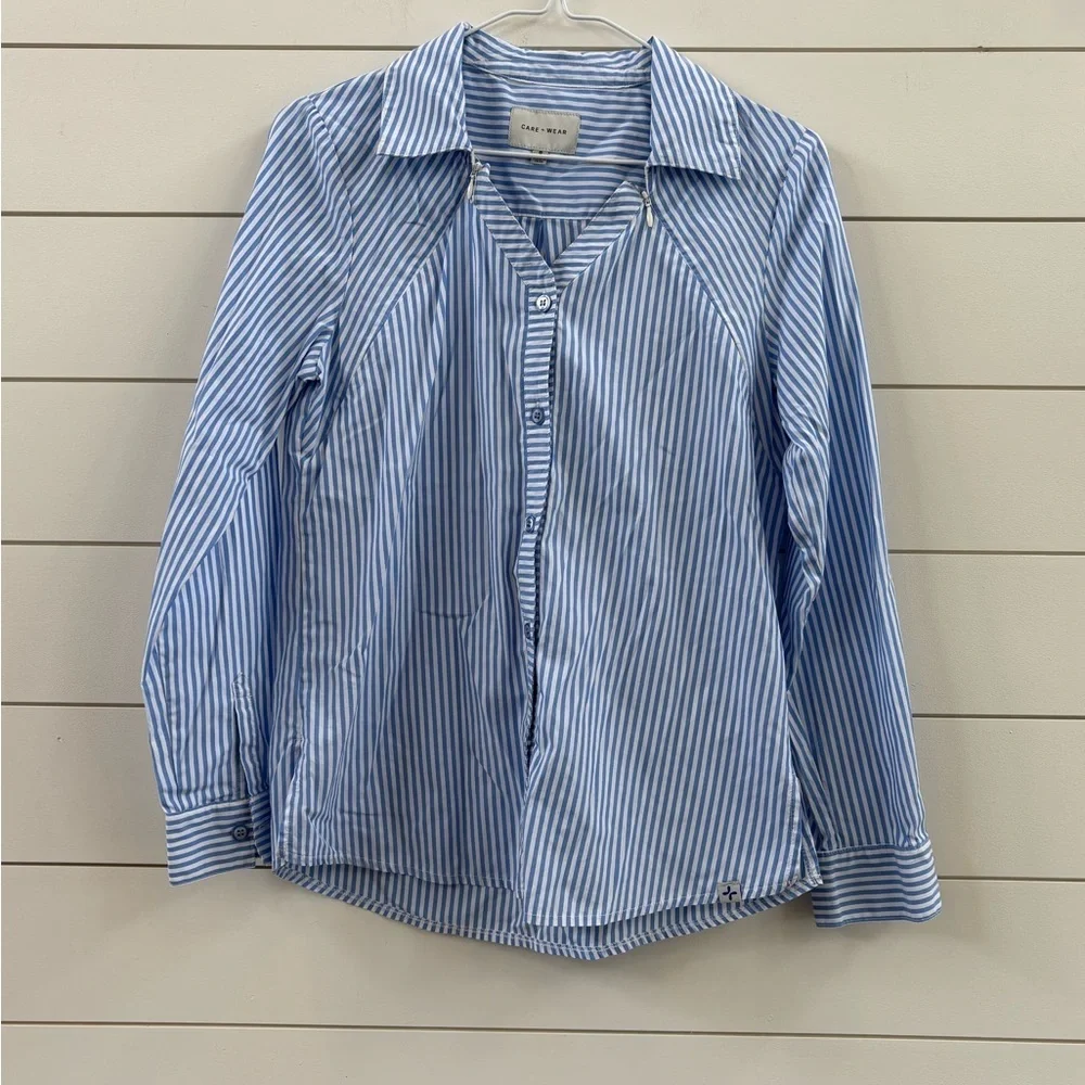 Care + Wear Light Blue Stripe Button-Down Shirt